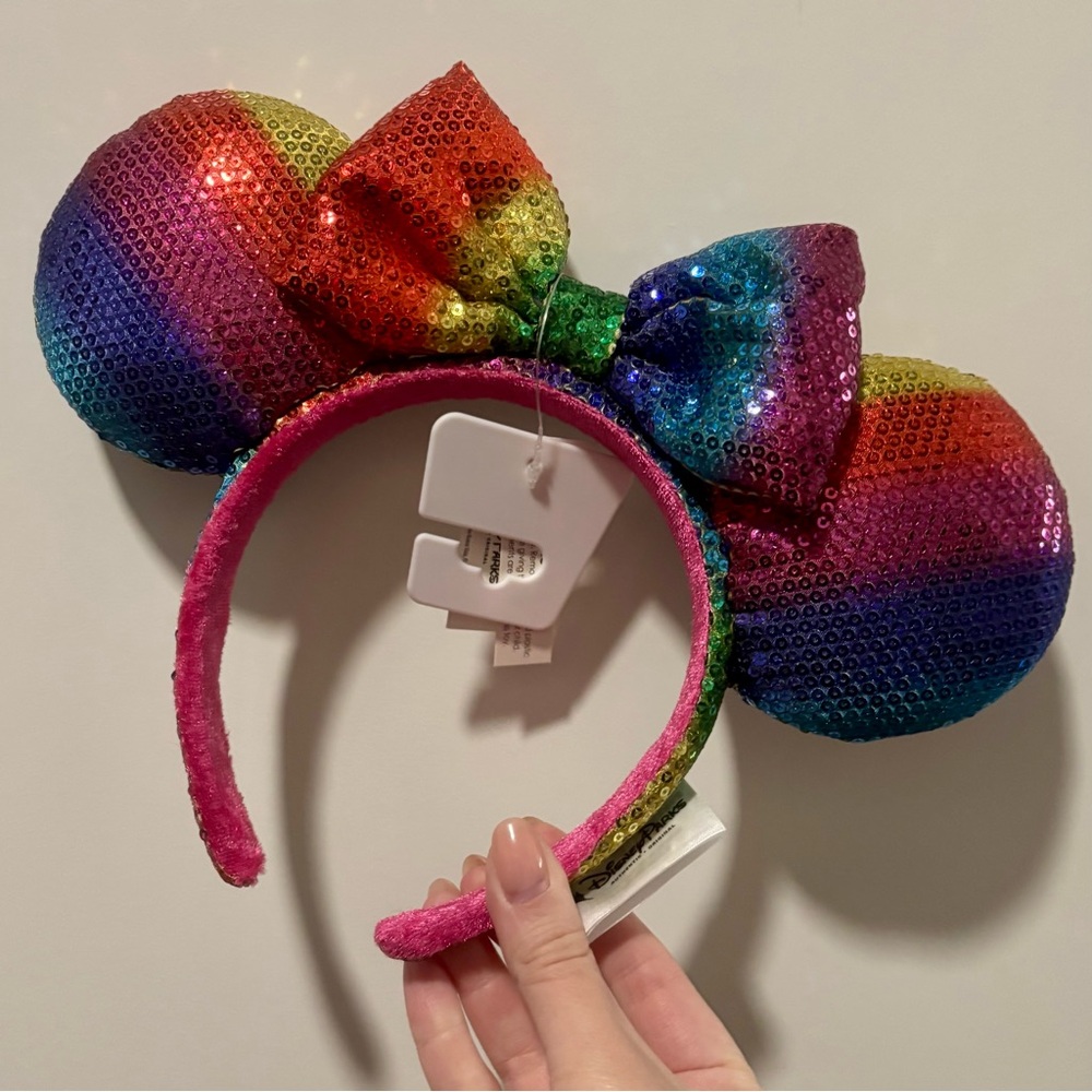Disney Parks Rainbow Sequin Minnie Ears